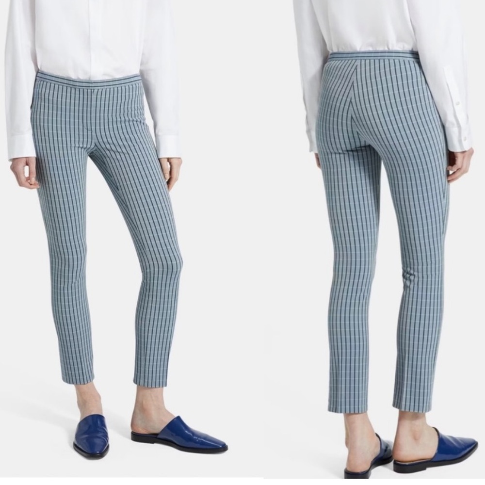 Theory Women’s‎ Classic Skinny Pants Crop Screen Viscose Blue Midnight Size 8